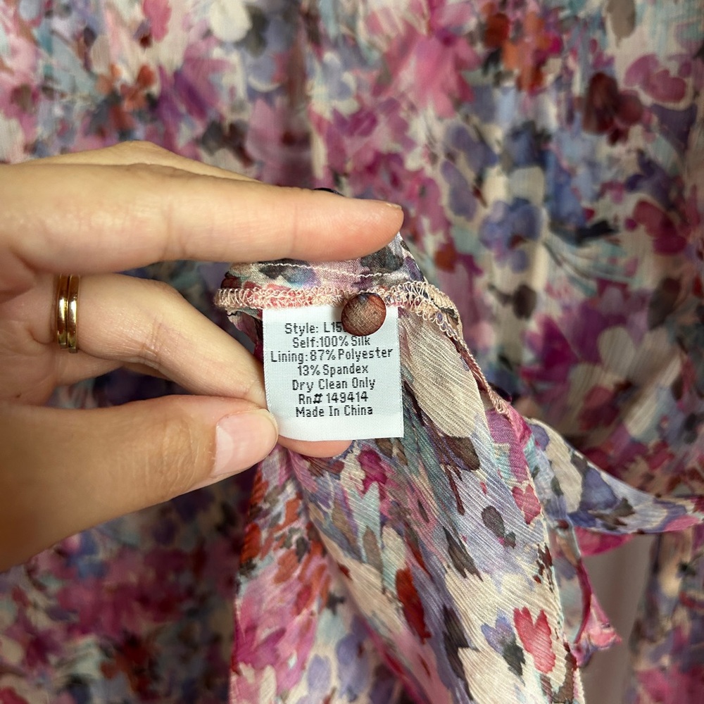 Johnny Was Silk Floral CORA RUFFLE BLOUSE - Picture 7 of 12